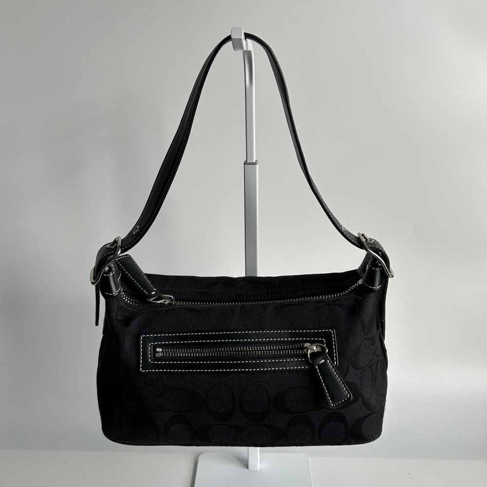 Coach Demi Baguette Black Signature Jacquard Hobo Shoulder Bag 6044